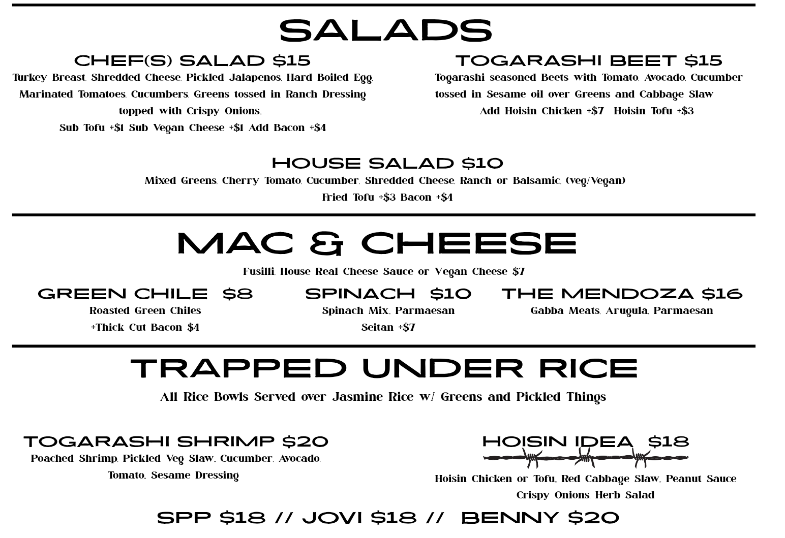Animal Boy menu, page 2